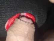 ASMR suck with red perfect lips - Gloss on Big HEAD Dick 1/16