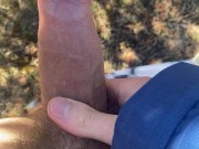 Jacking my uncut Monster Cock in Public Huge Cumshot 1/16