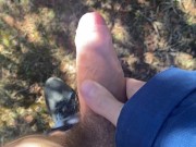 Jacking my uncut Monster Cock in Public Huge Cumshot 13/16