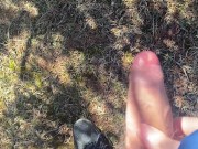 Jacking my uncut Monster Cock in Public Huge Cumshot 14/16