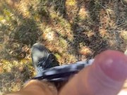 Jacking my uncut Monster Cock in Public Huge Cumshot 2/16