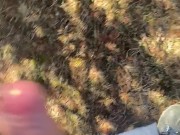 Jacking my uncut Monster Cock in Public Huge Cumshot 3/16