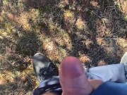 Jacking my uncut Monster Cock in Public Huge Cumshot 6/16