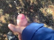 Jacking my uncut Monster Cock in Public Huge Cumshot 7/16