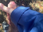 Jacking my uncut Monster Cock in Public Huge Cumshot