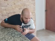 My stepbrother caught me masturbating in the middle of a video call and helps me finish . 2/16