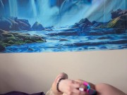 Petite blonde sticking a vibrater in her tight ass for the FIRST TIME!! 13/16