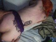 Goth girl with pigtails gives amazing blowjob then rides big cock and bends over for a creampie 13/16