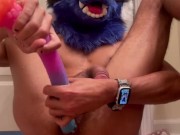 Watch a furry moan and tremble until orgasm. Large dildos, ball slapping, fisting, self fucking 8/16