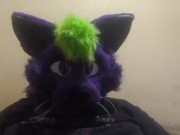 Big fat furry plays with massive belly 13/16