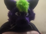 Big fat furry plays with massive belly 14/16