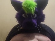 Big fat furry plays with massive belly 2/16