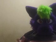 Big fat furry plays with massive belly 9/16