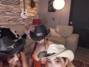 Three Cowgirls Ready To Blow On A Big Old Thunderock and they really do 14/16