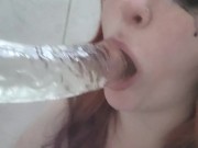 Redhead ruins her makeup and does more facefuck, deepthroat and blowjob training 13/16
