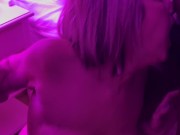 Slutwife sucks 2 cocks and gets her face covered in cum 8/16