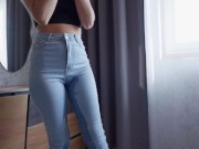 Real Female Desperation! Crying Pee in Jeans 15/16