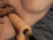 MILF squirting on a fuck machine dp 1/16