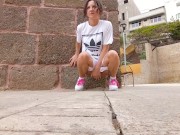 Pissing wife, giant compilation in public and at home 4/16