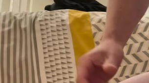 Male jerking off, afraid is someone will see him