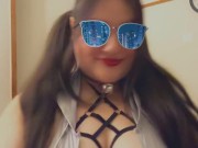 Bunny putting on a Collar with her Tits spilling out 14/16