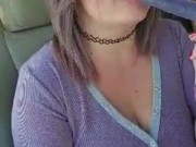 Squirting my big milky Tits & Cuming Hard Driving down the road 1/16