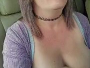 Squirting my big milky Tits & Cuming Hard Driving down the road 11/16