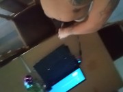 I cum my stepsister computer after she went for running 11/16