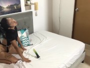 My horny friend gives her dildo a blowjob and masturbates. 7/16