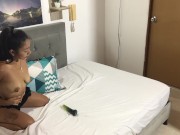 My horny friend gives her dildo a blowjob and masturbates. 8/16