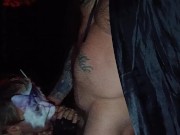 a blowjob in a dark forest with a monster 13/16