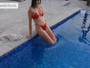 I get playful in a public pool while the householder is looking on me in the cameras 2/16