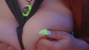 Playing with my big tittys wishing it was you