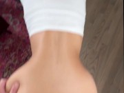 My Blonde Russian Step Sister Lets Me Cum on Her Perfect Ass While She Does Homework 6/16