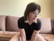 Beautiful brunette spreads her legs. 5/16