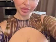 Spilling water on my wet, big natural tits 7/16