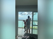 My husband's cuckold filming me showing off on the balcony to the males in the pool 10/16