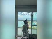 My husband's cuckold filming me showing off on the balcony to the males in the pool 11/16