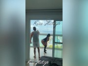 My husband's cuckold filming me showing off on the balcony to the males in the pool 12/16