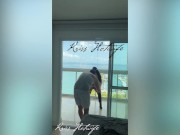 My husband's cuckold filming me showing off on the balcony to the males in the pool 13/16