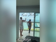 My husband's cuckold filming me showing off on the balcony to the males in the pool 15/16