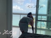 My husband's cuckold filming me showing off on the balcony to the males in the pool 7/16