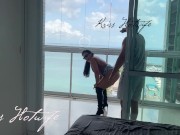 My husband's cuckold filming me showing off on the balcony to the males in the pool 8/16