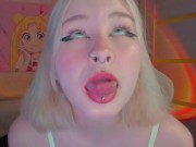 Sucks Fingers + Sensual Masturbation from Anime Webcam Girl 2/16