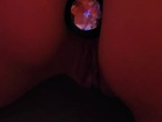 Teen pussy and ass fucked same time using vibrator anal plug 2/16