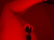 Horny wet girl in high heels cums powerfully from dildo and vibrator. Real orgasm of a sporty girl 7/16