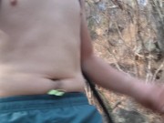 A fully nude hike through the forest with a cumshot at the end, almost caught(inspired by bushstroke 2/16