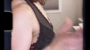 Dirty slut does laundry and begs Daddy for gang bang