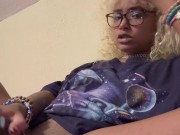 Mixed blonde cums during smoke session 2/16