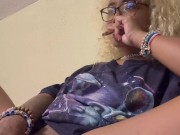 Mixed blonde cums during smoke session 8/16
